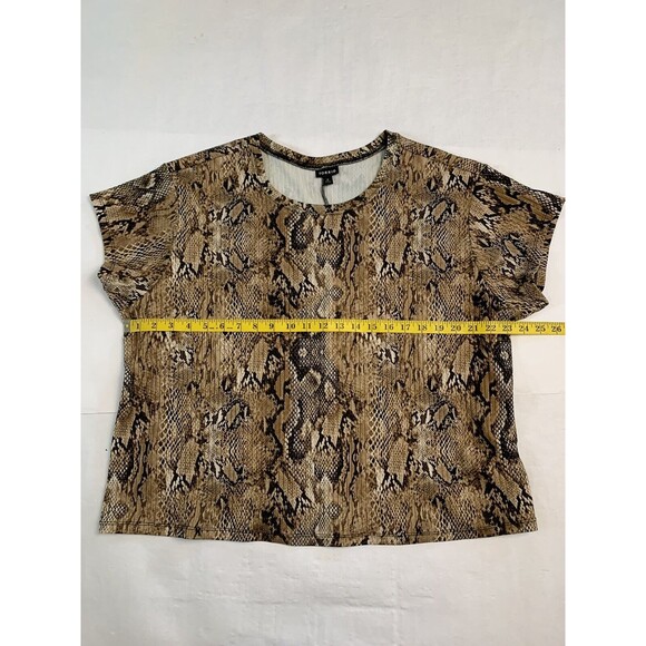 Torrid Top Womens 2 Brown Snake Skin Animal Print Boxy Pullover Blouse - Picture 6 of 8